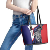 Personalised PNG Central Province Leather Tote Bag Bird of Paradise Tattoo Flag Motif LT9 - Polynesian Pride