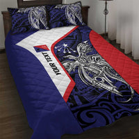 Personalised PNG Central Province Quilt Bed Set Bird of Paradise Tattoo Flag Motif LT9 Blue - Polynesian Pride