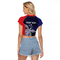 Personalised PNG Central Province Raglan Cropped T Shirt Bird of Paradise Tattoo Flag Motif LT9 - Polynesian Pride