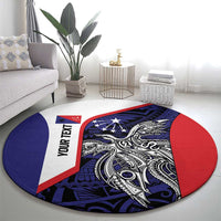 Personalised PNG Central Province Round Carpet Bird of Paradise Tattoo Flag Motif LT9 - Polynesian Pride