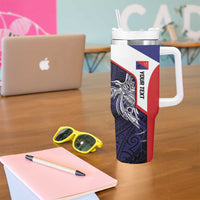 Personalised PNG Central Province Tumbler With Handle Bird of Paradise Tattoo Flag Motif LT9 - Polynesian Pride