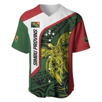 Personalised PNG Chimbu Province Baseball Jersey Bird of Paradise Tattoo Flag Motif LT9 Red - Polynesian Pride