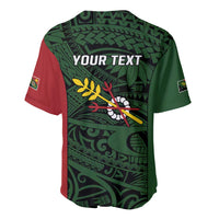 Personalised PNG Chimbu Province Baseball Jersey Bird of Paradise Tattoo Flag Motif LT9 - Polynesian Pride