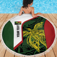 Personalised PNG Chimbu Province Beach Blanket Bird of Paradise Tattoo Flag Motif LT9 - Polynesian Pride