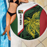 Personalised PNG Chimbu Province Beach Blanket Bird of Paradise Tattoo Flag Motif LT9 - Polynesian Pride
