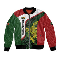 Personalised PNG Chimbu Province Bomber Jacket Bird of Paradise Tattoo Flag Motif LT9 Unisex Red - Polynesian Pride
