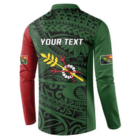 Personalised PNG Chimbu Province Button Sweatshirt Bird of Paradise Tattoo Flag Motif LT9 - Polynesian Pride