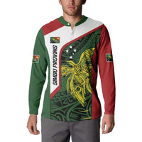 Personalised PNG Chimbu Province Button Sweatshirt Bird of Paradise Tattoo Flag Motif LT9 - Polynesian Pride