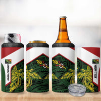 Personalised PNG Chimbu Province 4 in 1 Can Cooler Tumbler Bird of Paradise Tattoo Flag Motif LT9 - Polynesian Pride