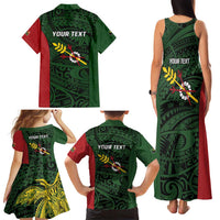 Personalised PNG Chimbu Province Family Matching Tank Maxi Dress and Hawaiian Shirt Bird of Paradise Tattoo Flag Motif LT9 - Polynesian Pride
