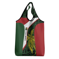 Personalised PNG Chimbu Province Grocery Bag Bird of Paradise Tattoo Flag Motif LT9 - Polynesian Pride
