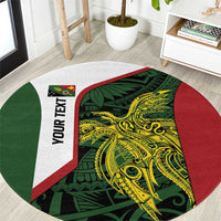 Personalised PNG Chimbu Province Round Carpet Bird of Paradise Tattoo Flag Motif LT9 Red - Polynesian Pride