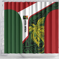 Personalised PNG Chimbu Province Shower Curtain Bird of Paradise Tattoo Flag Motif LT9 - Polynesian Pride
