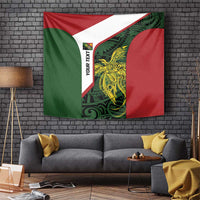 Personalised PNG Chimbu Province Tapestry Bird of Paradise Tattoo Flag Motif LT9 Red - Polynesian Pride