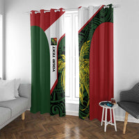 Personalised PNG Chimbu Province Window Curtain Bird of Paradise Tattoo Flag Motif LT9 With Grommets Red - Polynesian Pride