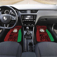 Personalised PNG East New Britain Province Car Mats Bird of Paradise Tattoo Flag Motif LT9 Set 2pcs - Front Green - Polynesian Pride