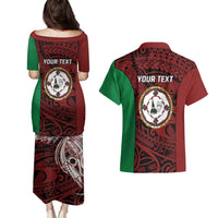 Personalised PNG East New Britain Province Couples Matching Puletasi and Hawaiian Shirt Bird of Paradise Tattoo Flag Motif LT9 - Polynesian Pride