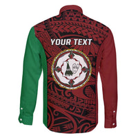 Personalised PNG East New Britain Province Family Matching Long Sleeve Bodycon Dress and Hawaiian Shirt Bird of Paradise Tattoo Flag Motif LT9 - Polynesian Pride