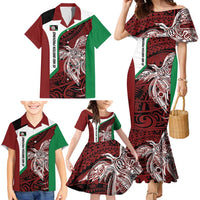 Personalised PNG East New Britain Province Family Matching Mermaid Dress and Hawaiian Shirt Bird of Paradise Tattoo Flag Motif LT9 - Polynesian Pride