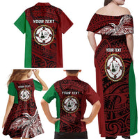 Personalised PNG East New Britain Province Family Matching Off Shoulder Maxi Dress and Hawaiian Shirt Bird of Paradise Tattoo Flag Motif LT9 - Polynesian Pride