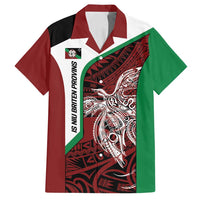 Personalised PNG East New Britain Province Family Matching Off Shoulder Short Dress and Hawaiian Shirt Bird of Paradise Tattoo Flag Motif LT9 Dad's Shirt - Short Sleeve Green - Polynesian Pride