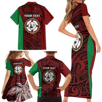 Personalised PNG East New Britain Province Family Matching Short Sleeve Bodycon Dress and Hawaiian Shirt Bird of Paradise Tattoo Flag Motif LT9 - Polynesian Pride