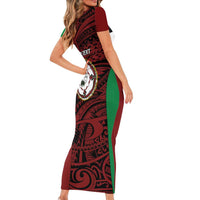 Personalised PNG East New Britain Province Family Matching Short Sleeve Bodycon Dress and Hawaiian Shirt Bird of Paradise Tattoo Flag Motif LT9 - Polynesian Pride