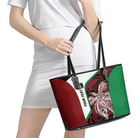 Personalised PNG East New Britain Province Leather Tote Bag Bird of Paradise Tattoo Flag Motif LT9 - Polynesian Pride