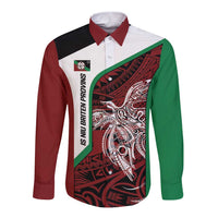 Personalised PNG East New Britain Province Long Sleeve Button Shirt Bird of Paradise Tattoo Flag Motif LT9 Unisex Green - Polynesian Pride