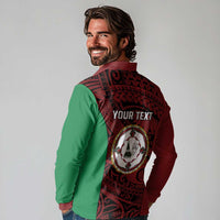 Personalised PNG East New Britain Province Long Sleeve Polo Shirt Bird of Paradise Tattoo Flag Motif LT9 - Polynesian Pride