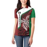 Personalised PNG East New Britain Province Women Polo Shirt Bird of Paradise Tattoo Flag Motif LT9 - Polynesian Pride