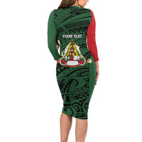 Personalised PNG East Sepik Province Family Matching Long Sleeve Bodycon Dress and Hawaiian Shirt Bird of Paradise Tattoo Flag Motif LT9 - Polynesian Pride