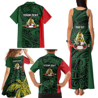 Personalised PNG East Sepik Province Family Matching Tank Maxi Dress and Hawaiian Shirt Bird of Paradise Tattoo Flag Motif LT9 - Polynesian Pride