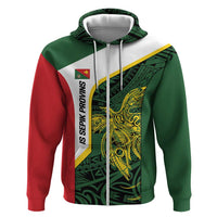 Personalised PNG East Sepik Province Hoodie Bird of Paradise Tattoo Flag Motif LT9 Zip Hoodie Green - Polynesian Pride