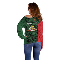 Personalised PNG East Sepik Province Off Shoulder Sweater Bird of Paradise Tattoo Flag Motif LT9 - Polynesian Pride