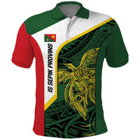 Personalised PNG East Sepik Province Polo Shirt Bird of Paradise Tattoo Flag Motif LT9 Green - Polynesian Pride