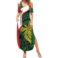 Personalised PNG East Sepik Province Summer Maxi Dress Bird of Paradise Tattoo Flag Motif LT9 Women Green - Polynesian Pride