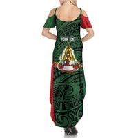 Personalised PNG East Sepik Province Summer Maxi Dress Bird of Paradise Tattoo Flag Motif LT9 - Polynesian Pride