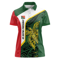 Personalised PNG East Sepik Province Women Polo Shirt Bird of Paradise Tattoo Flag Motif LT9 Female Green - Polynesian Pride