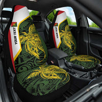 Personalised PNG Eastern Highlands Car Seat Cover Bird of Paradise Tattoo Flag Motif LT9 One Size Green - Polynesian Pride