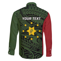 Personalised PNG Eastern Highlands Family Matching Long Sleeve Bodycon Dress and Hawaiian Shirt Bird of Paradise Tattoo Flag Motif LT9 - Polynesian Pride
