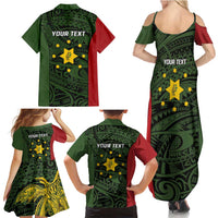 Personalised PNG Eastern Highlands Family Matching Summer Maxi Dress and Hawaiian Shirt Bird of Paradise Tattoo Flag Motif LT9 - Polynesian Pride