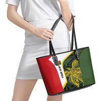 Personalised PNG Eastern Highlands Leather Tote Bag Bird of Paradise Tattoo Flag Motif LT9 - Polynesian Pride