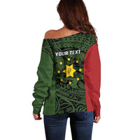 Personalised PNG Eastern Highlands Off Shoulder Sweater Bird of Paradise Tattoo Flag Motif LT9 - Polynesian Pride