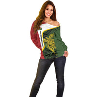 Personalised PNG Eastern Highlands Off Shoulder Sweater Bird of Paradise Tattoo Flag Motif LT9 - Polynesian Pride
