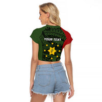 Personalised PNG Eastern Highlands Raglan Cropped T Shirt Bird of Paradise Tattoo Flag Motif LT9 - Polynesian Pride