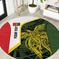 Personalised PNG Eastern Highlands Round Carpet Bird of Paradise Tattoo Flag Motif LT9 Green - Polynesian Pride