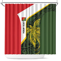 Personalised PNG Eastern Highlands Shower Curtain Bird of Paradise Tattoo Flag Motif LT9 Green - Polynesian Pride