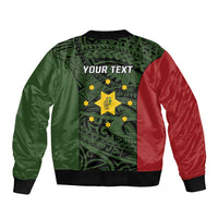 Personalised PNG Eastern Highlands Sleeve Zip Bomber Jacket Bird of Paradise Tattoo Flag Motif LT9 - Polynesian Pride