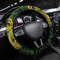 PNG Eastern Highlands Steering Wheel Cover Bird of Paradise Tattoo Flag Motif LT9 Universal Fit Green - Polynesian Pride